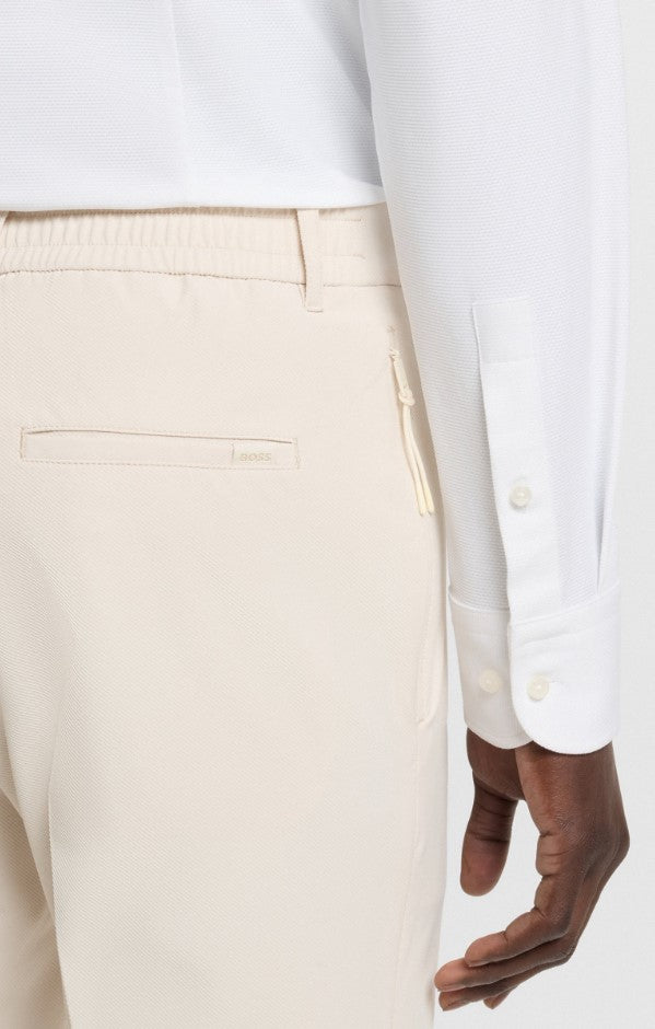 Tailored Stretch Fabric Trousers With Hook-And-Eye Closure