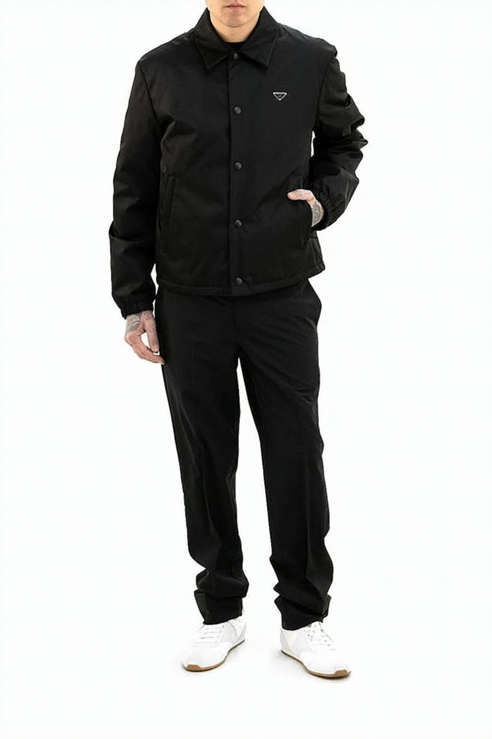 Cropped Black Jacket With Classic Collar