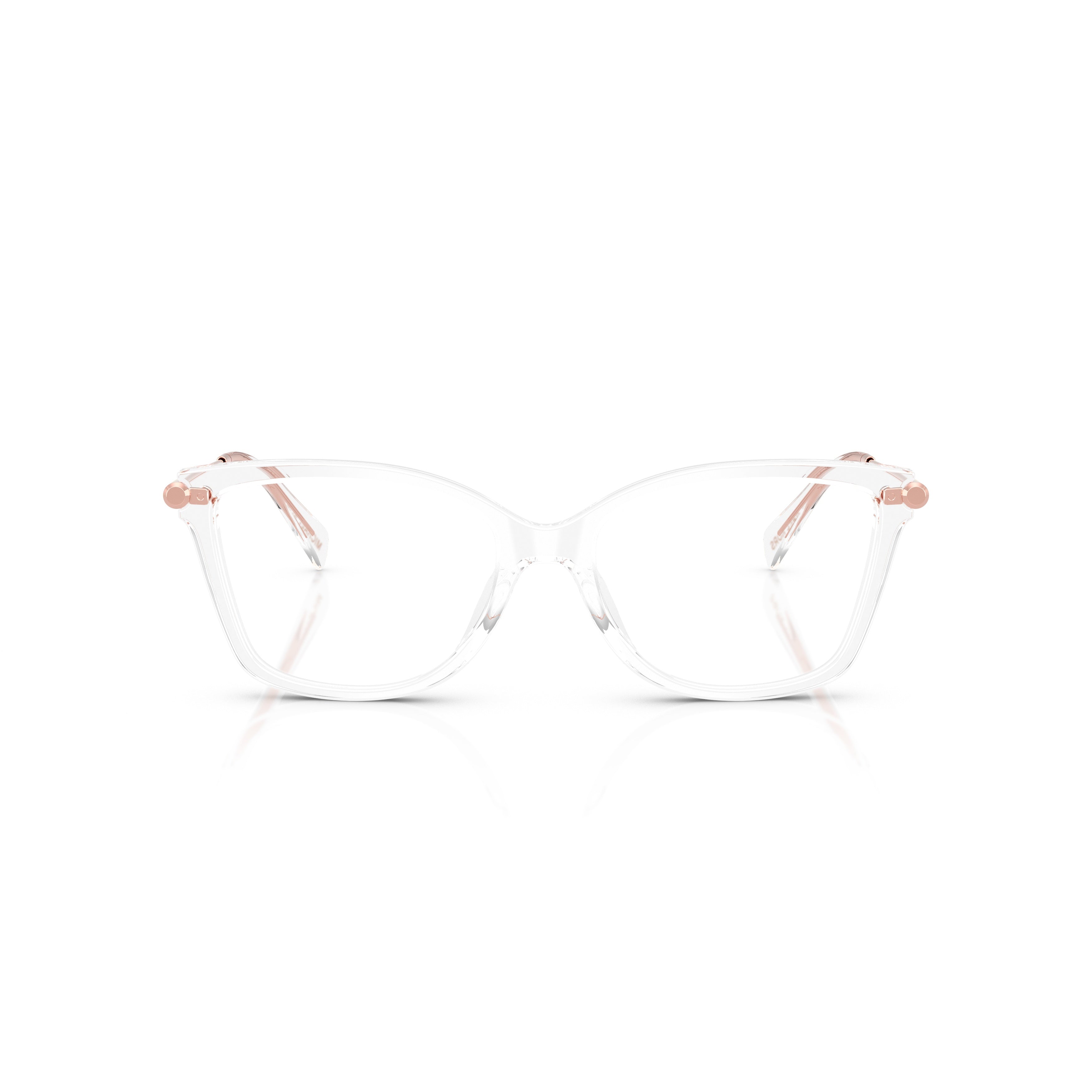 0mk4150u Transparent Acetate Cat-Eye Eyeglasses with Rose Gold Temples