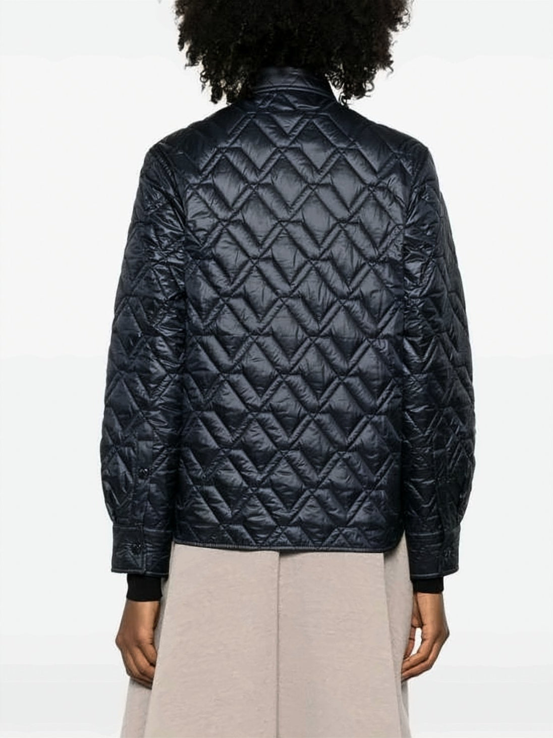 Quilted Black Jacket with Diamond Stitching