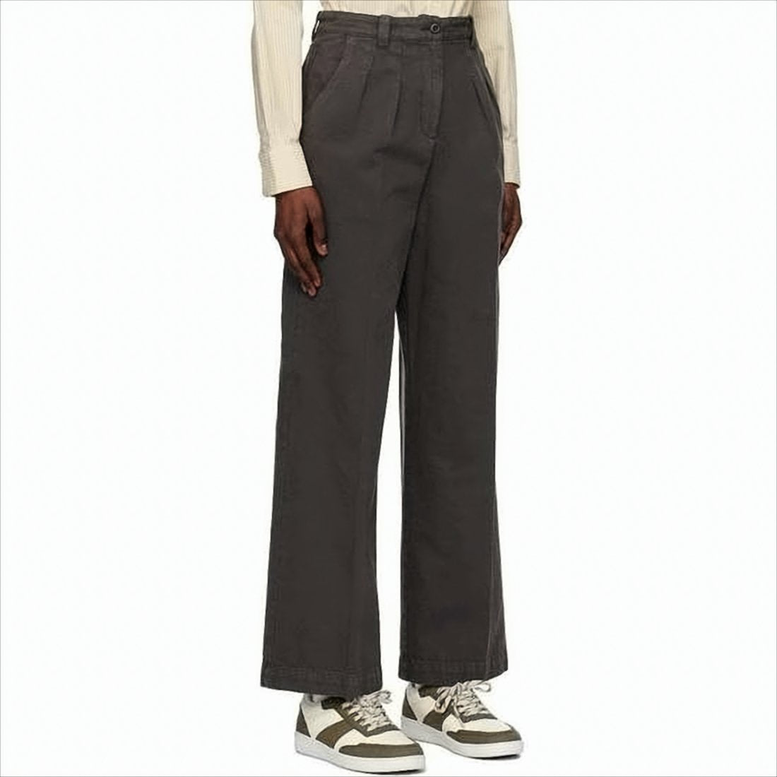 High Waist Straight Leg Pants in Smooth Cotton