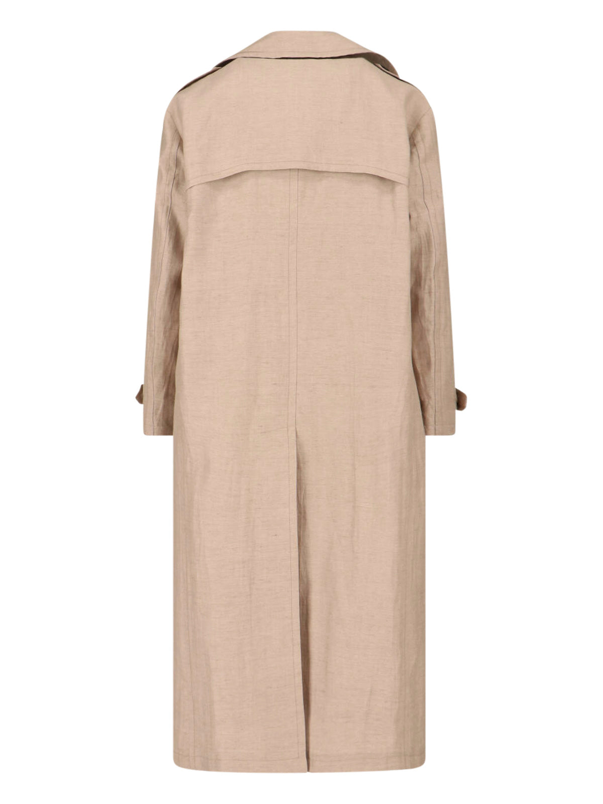 Beige Double-Breasted Wool Cotton Trench