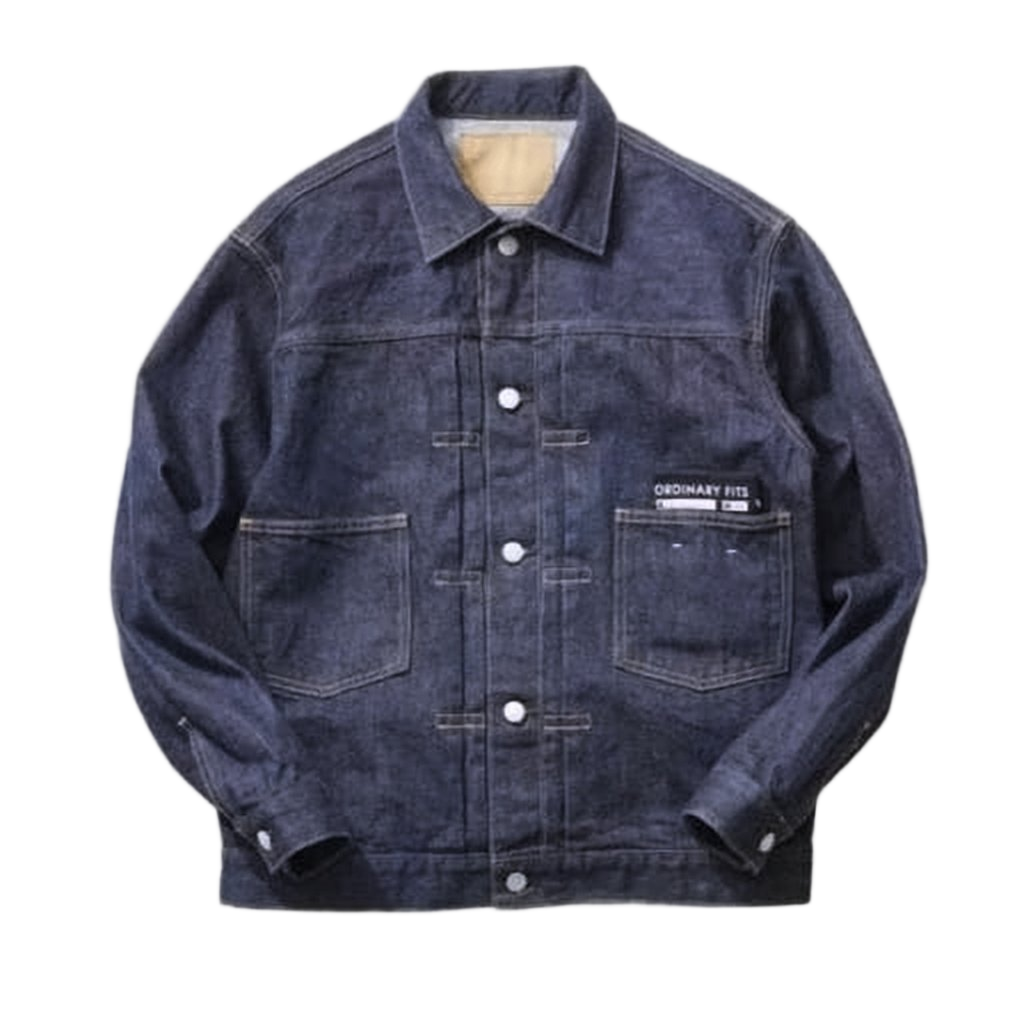 Indigo Blue Denim Jacket with Structured Collar and Classic Pocket Details