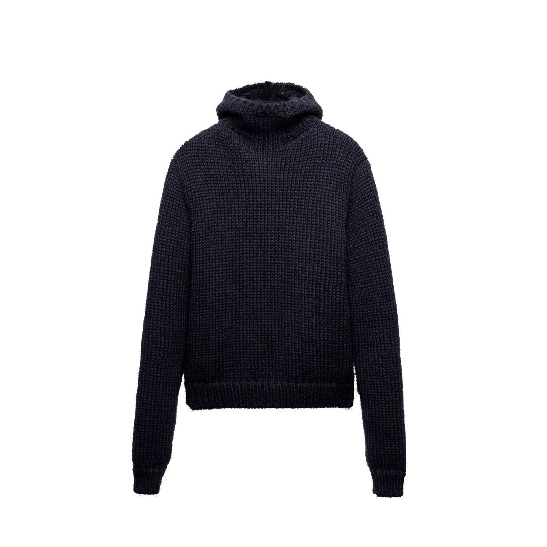 Wool Hooded Sweater With Ribbed Trim