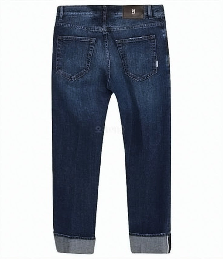 Indigo Wash Denim Pants with Classic Five-Pocket Design
