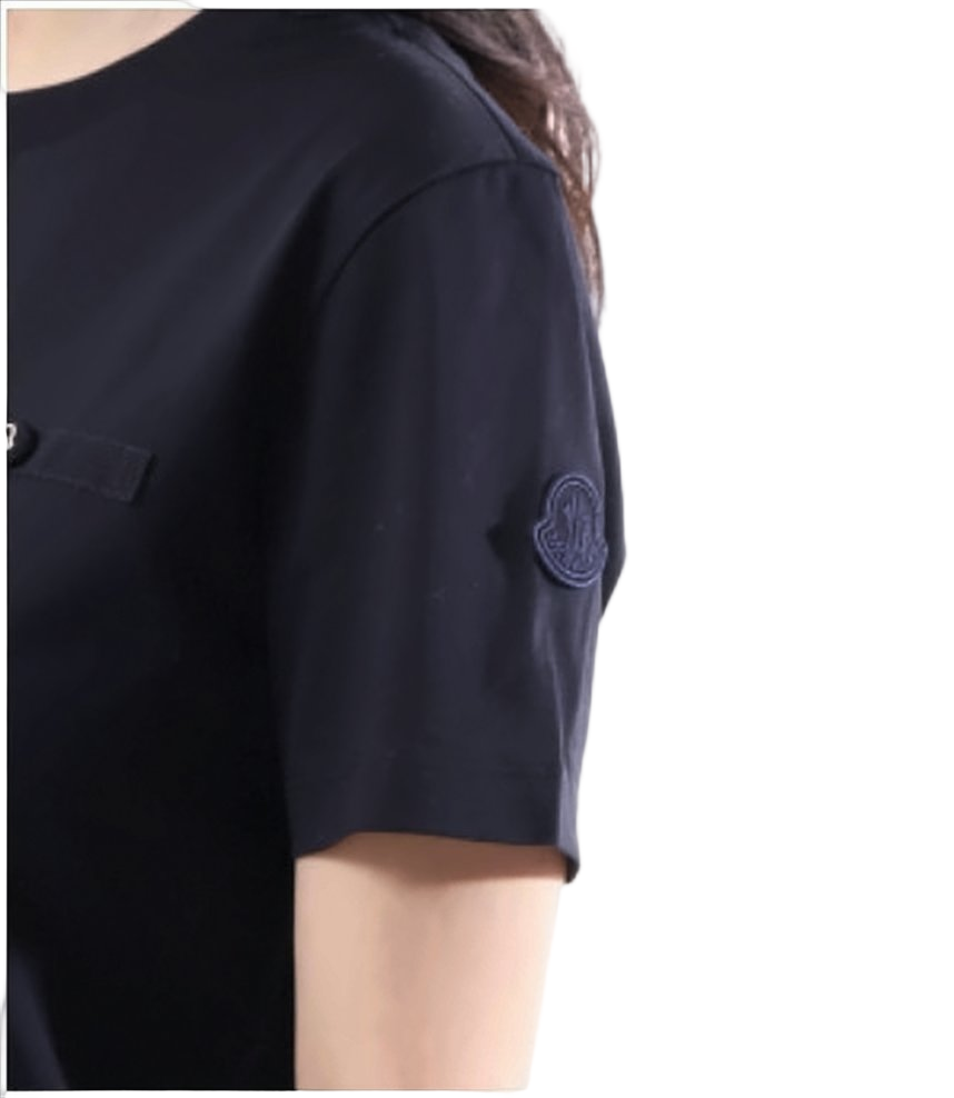 Minimalist Black Short-Sleeve T-Shirt with Buttoned Tabs