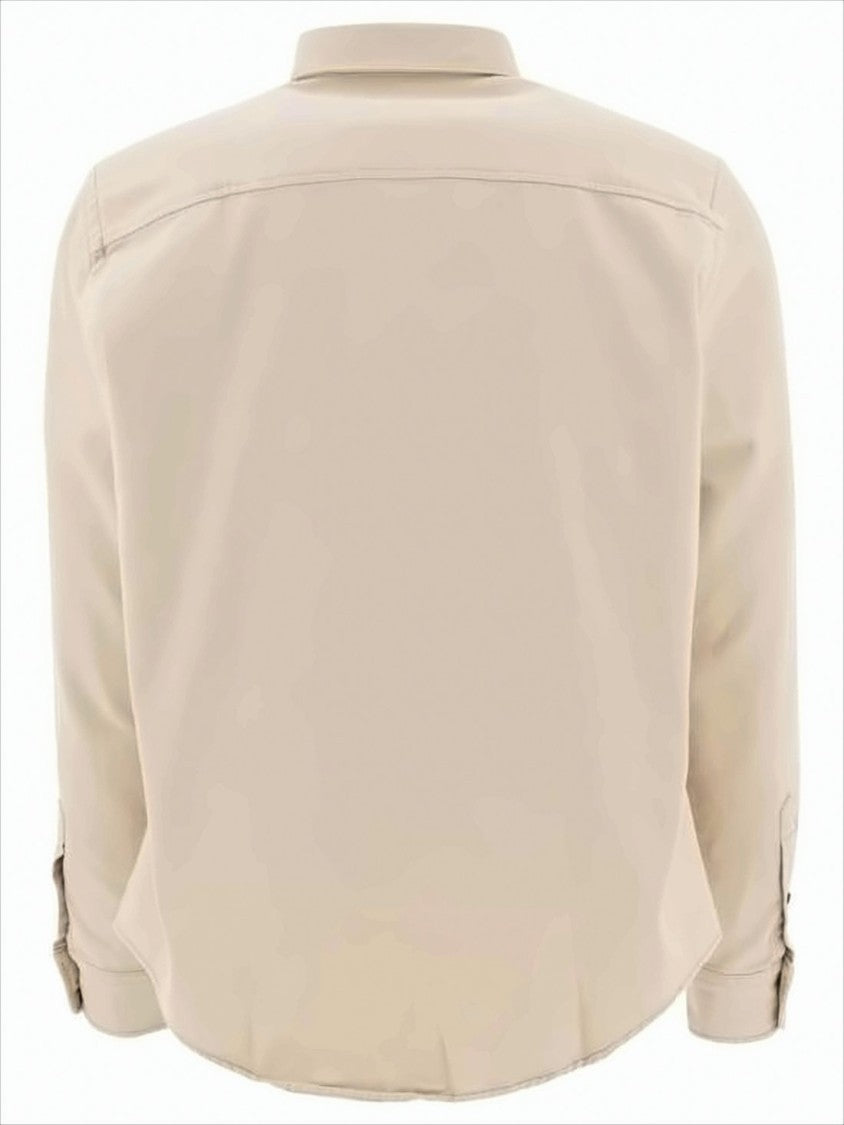 Long-Sleeve Button-Down Shirt With Curved Hem And Embroidered Logo
