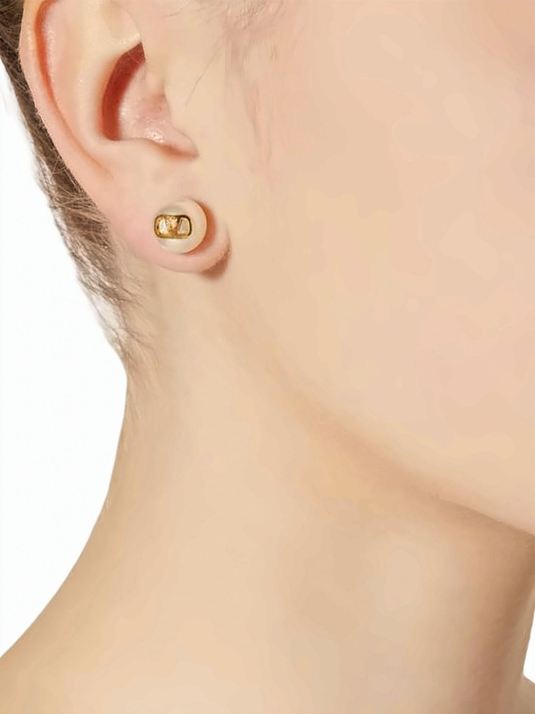 Oval-Shaped Gold-Tone Brass Earrings