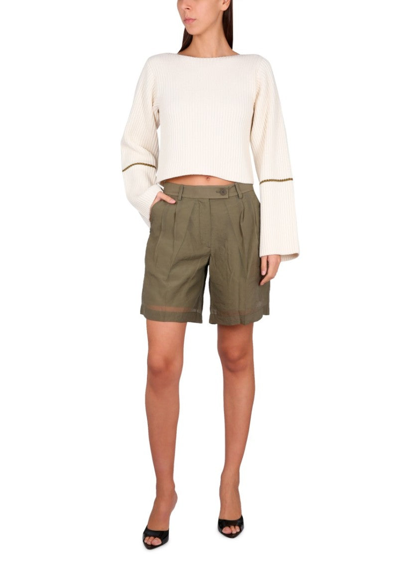 Tailored Shorts With Transparent Hem