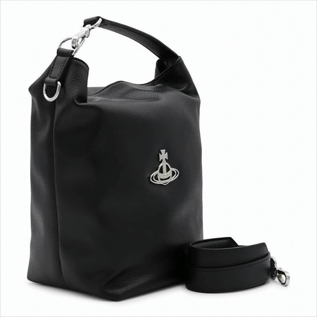 Structured Black Synthetic Leather Tote Bag