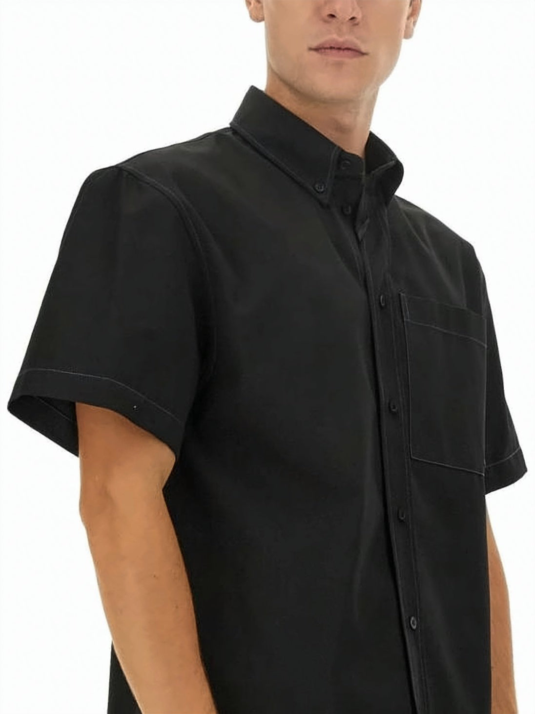 Button-Down Short-Sleeve Shirt With Structured Finish