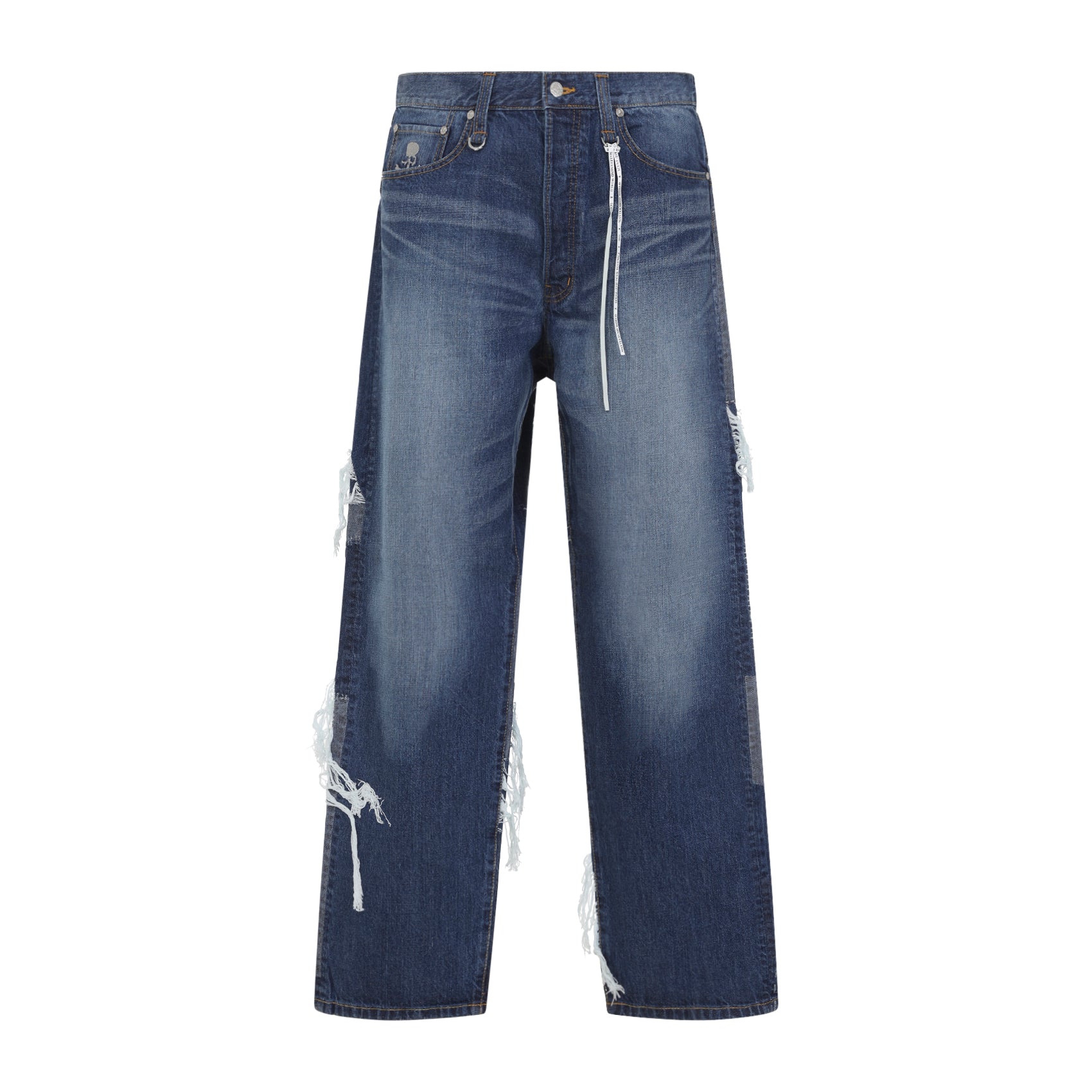 Classic Straight-Cut Distressed Denim Jeans