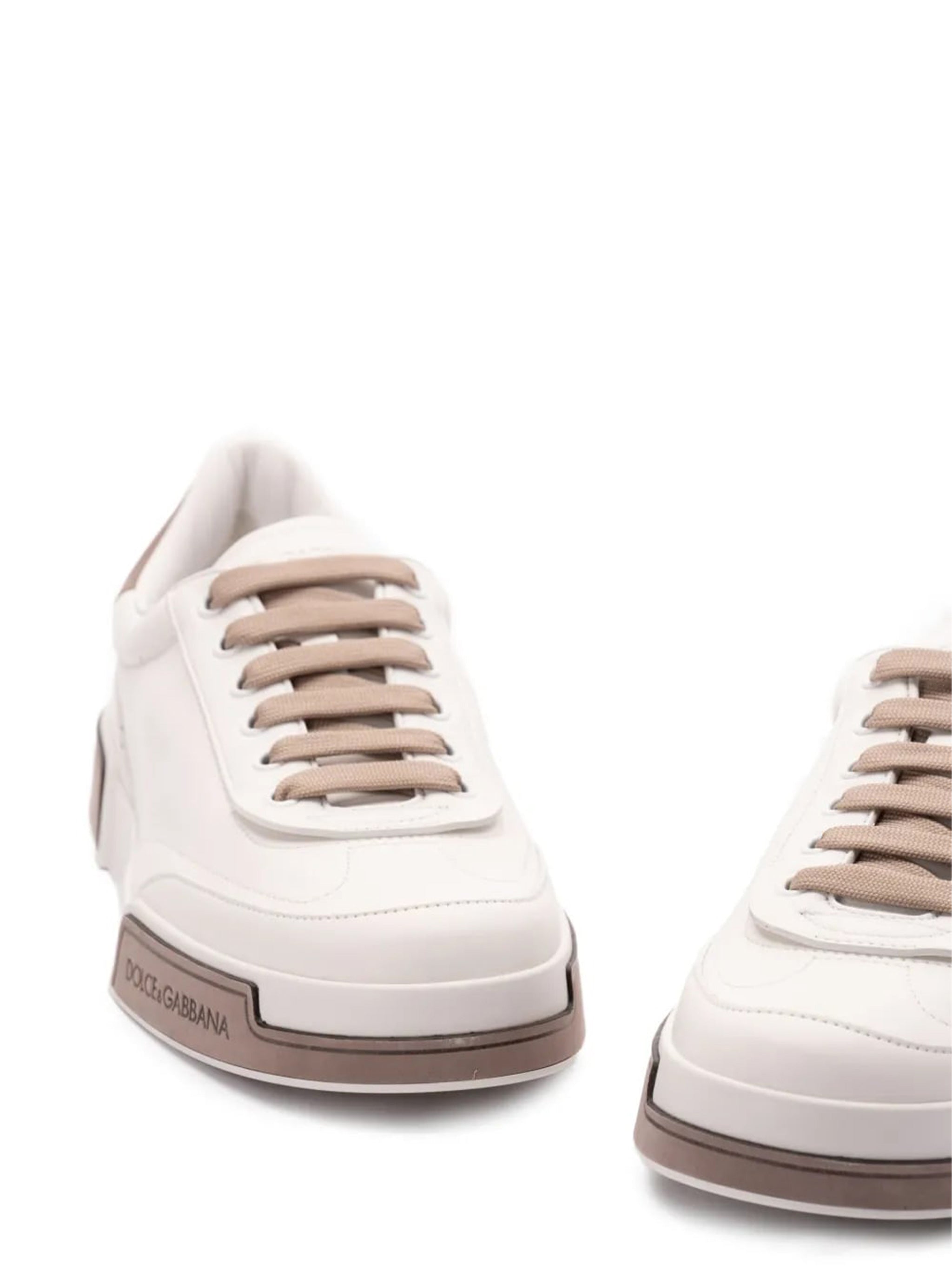 Beige Francesinha Debossed Logo Heel Sneakers