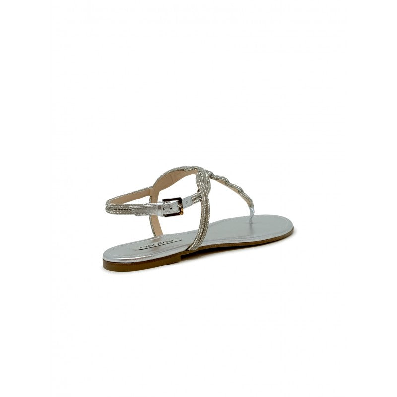 351172Fr/2 Silver Nappa Flat Sandal