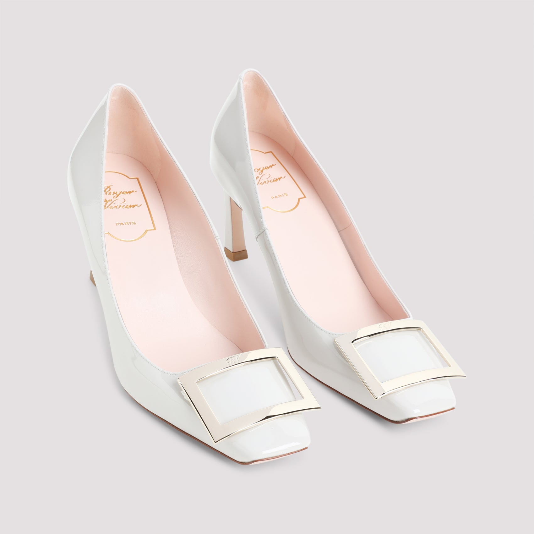 Squared Toe Pumps with Silver-Toned Plaque
