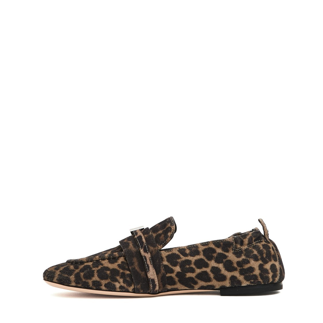 Calf Leather Loafer With Leopard Print And Decorative Buckle