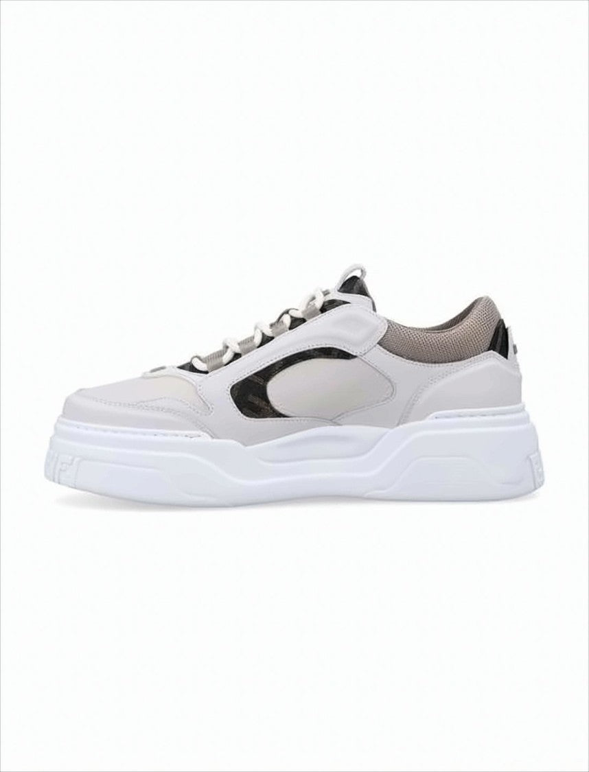 Panelled White Sneakers with Sole