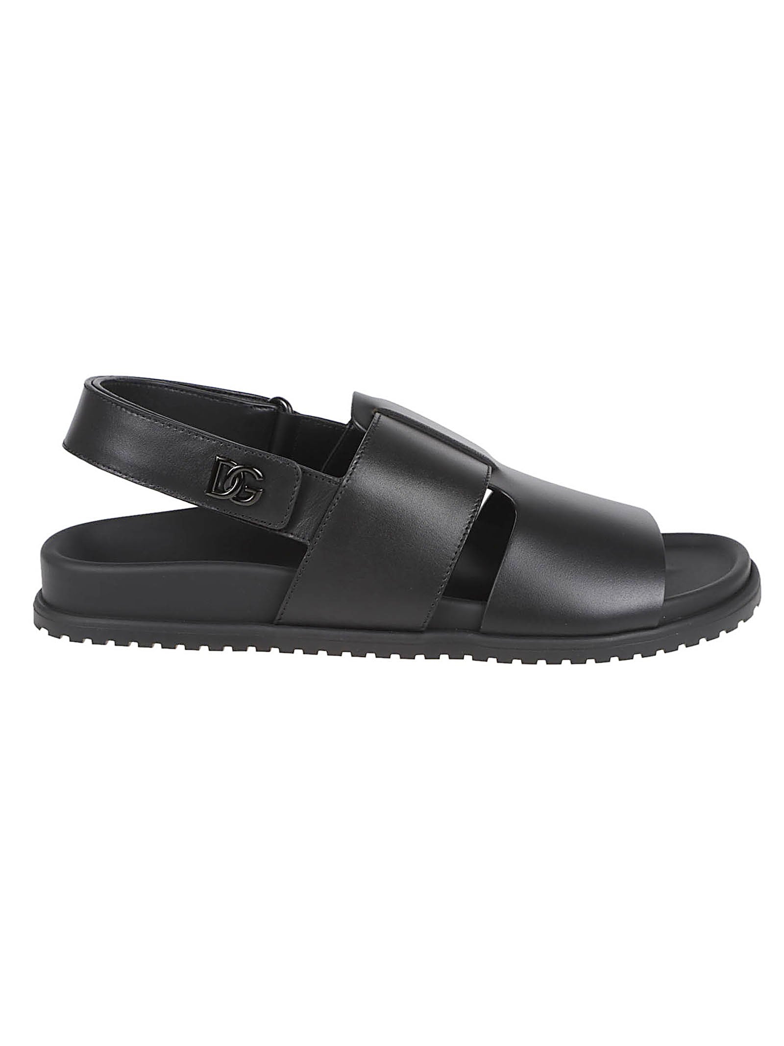 Wide Leather Strap Sandals with Adjustable Buckle