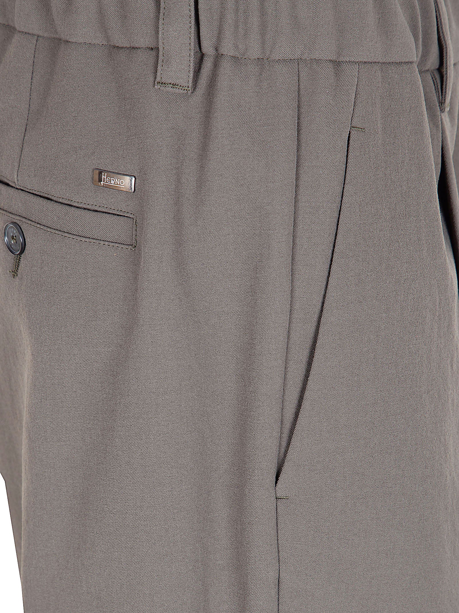 Tailored Green Trousers with Pleated Front and Subtle Sheen