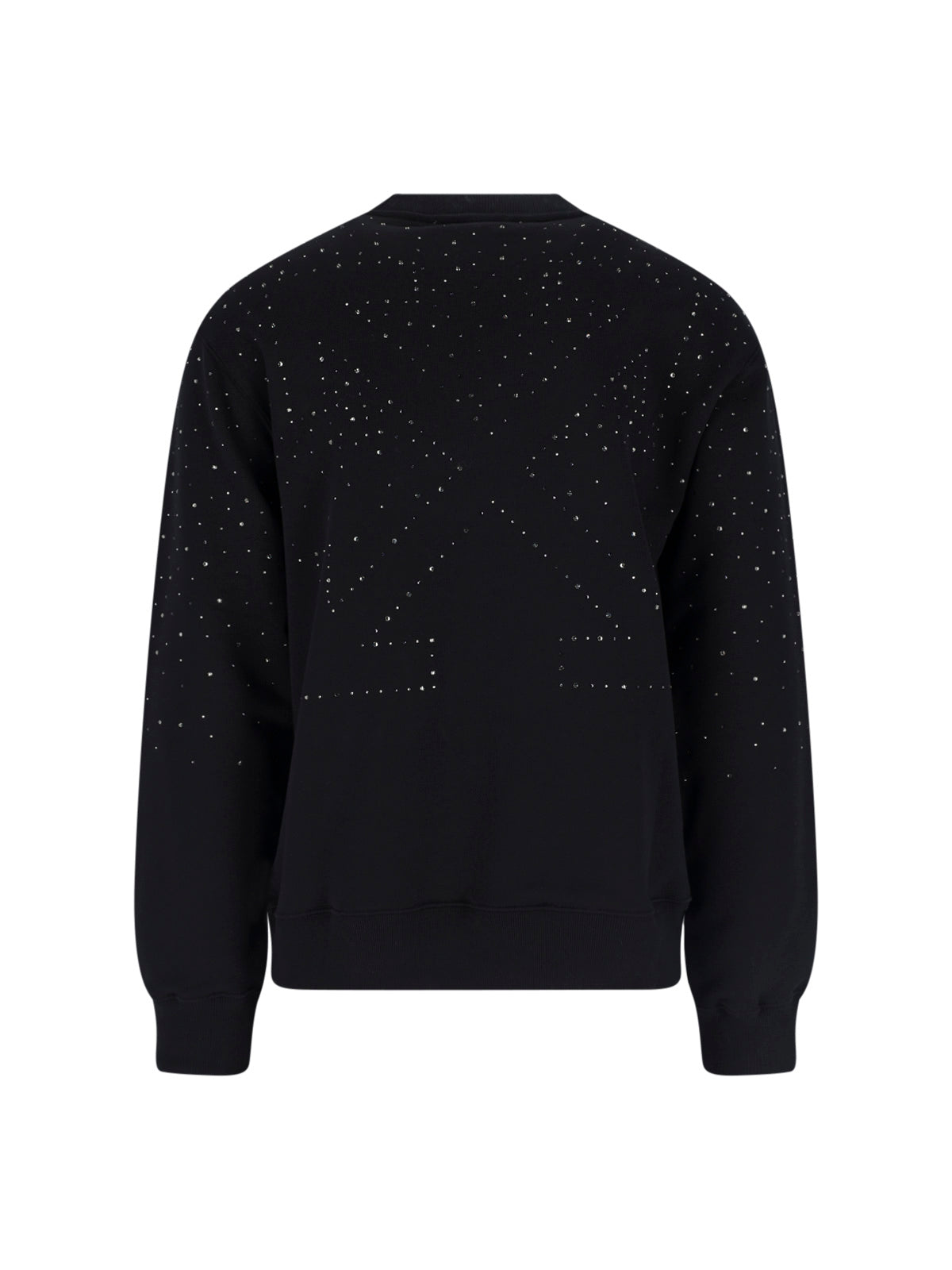 Black Cotton Logo Sweatshirt with Strass