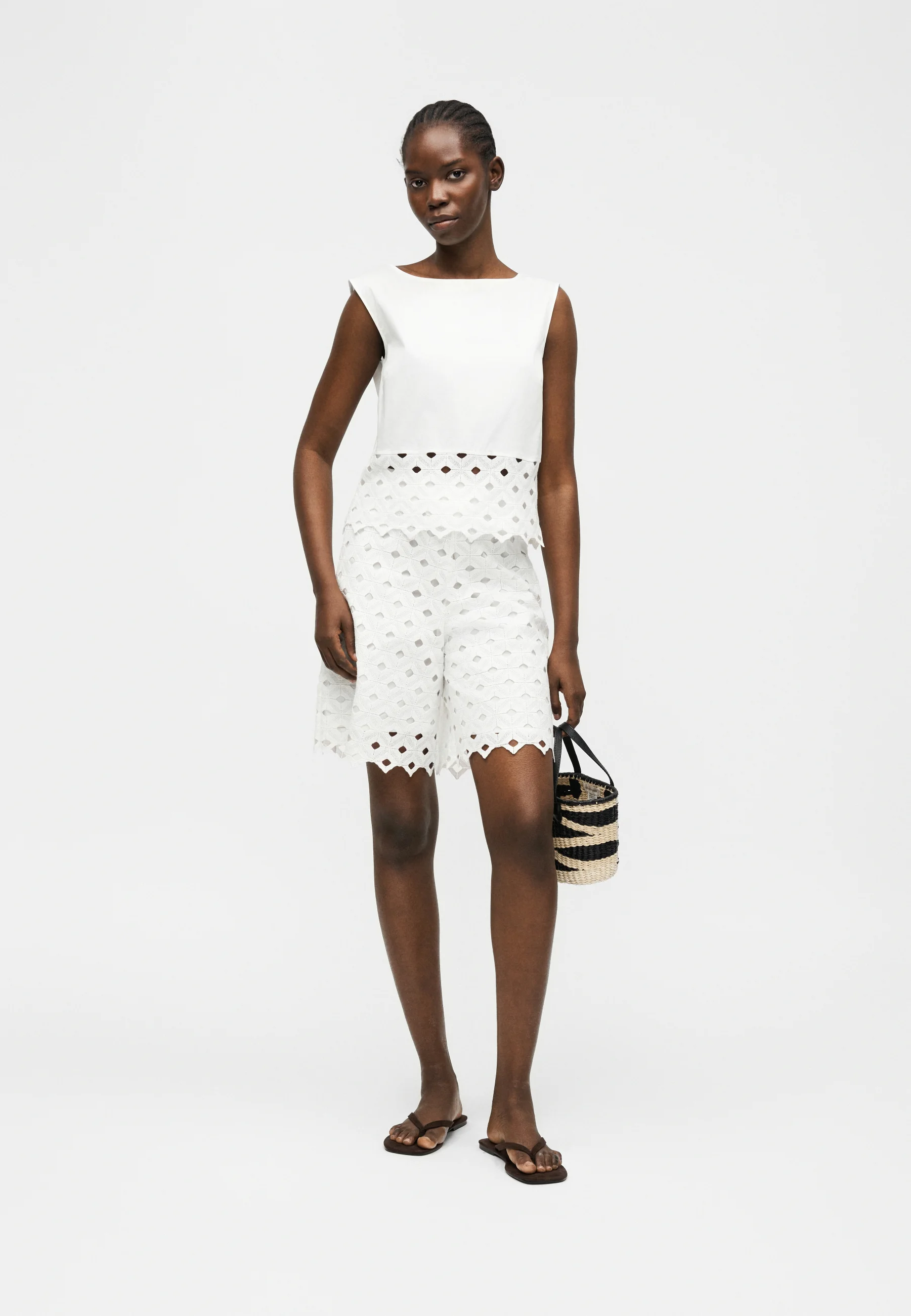 Eyelet Lace Shorts with Scalloped Hem