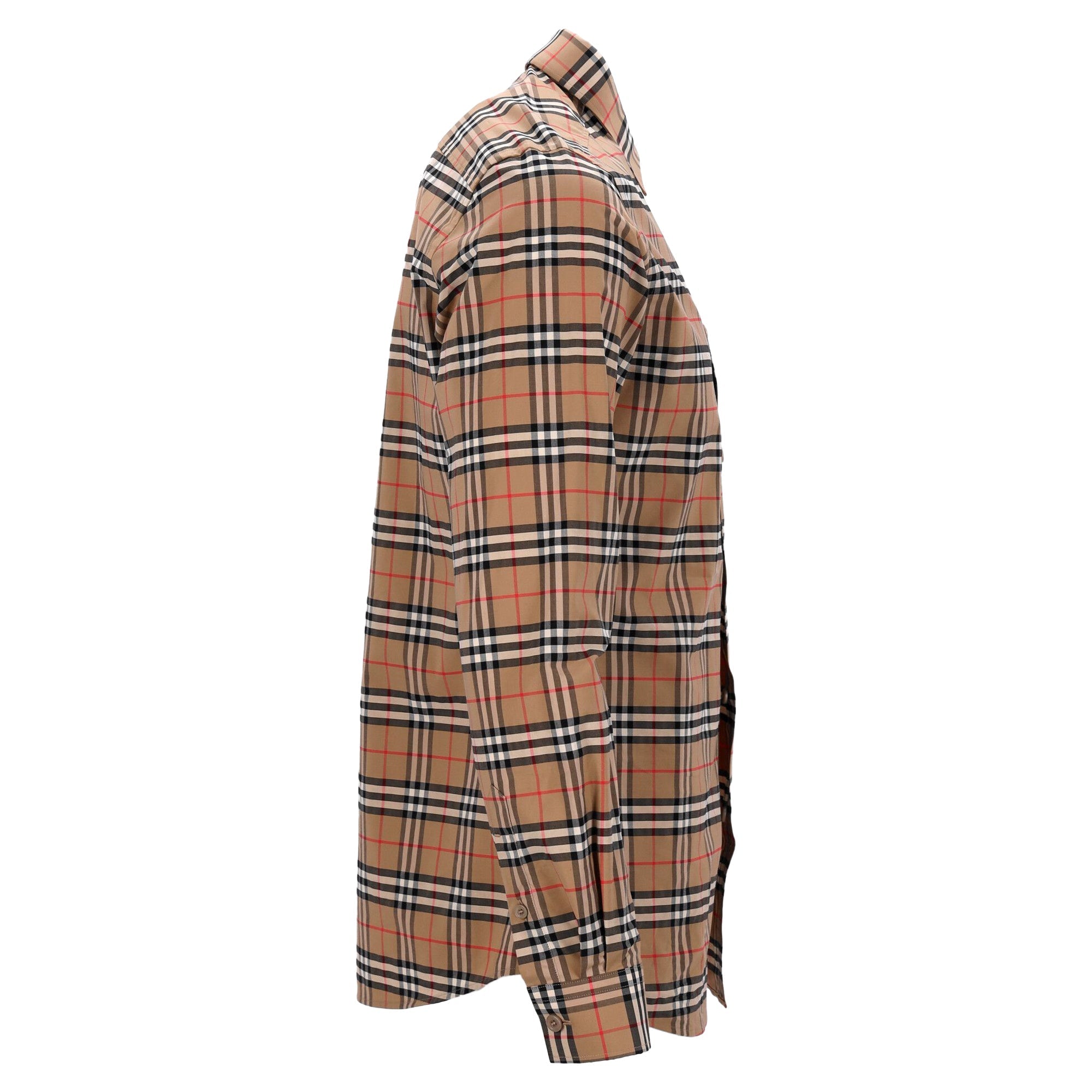 Long-Sleeved Checked Shirt With Classic Collar And Curved Hem
