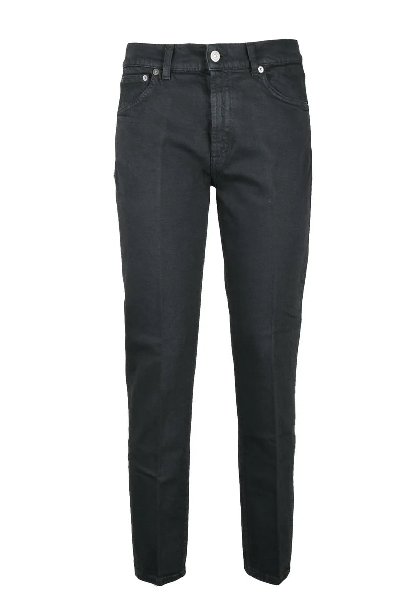 Straight-Leg Black Denim Jeans