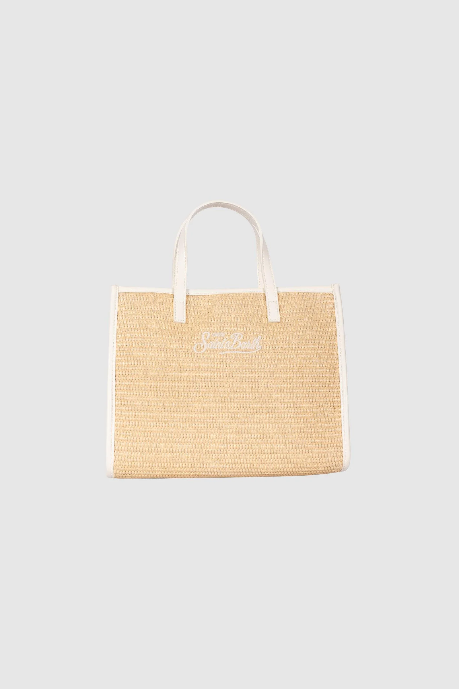 Rectangular Woven Tote Bag with Natural Straw Texture