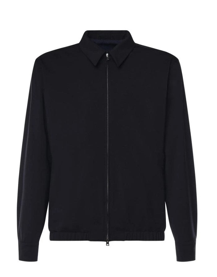 Blue Stretch Twill Shirt Jacket