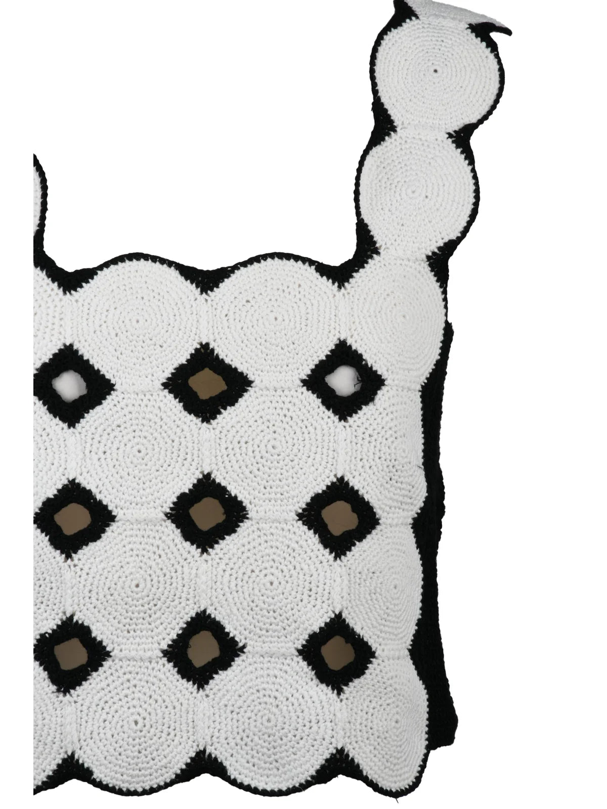 White Black Linen Cotton Macramé Top