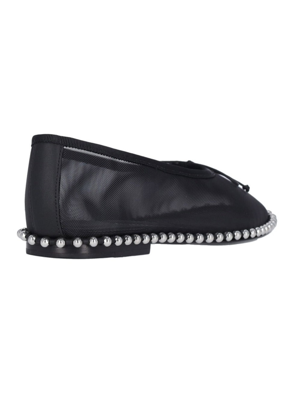 "Lina" Studded Mesh Ballerinas – Black