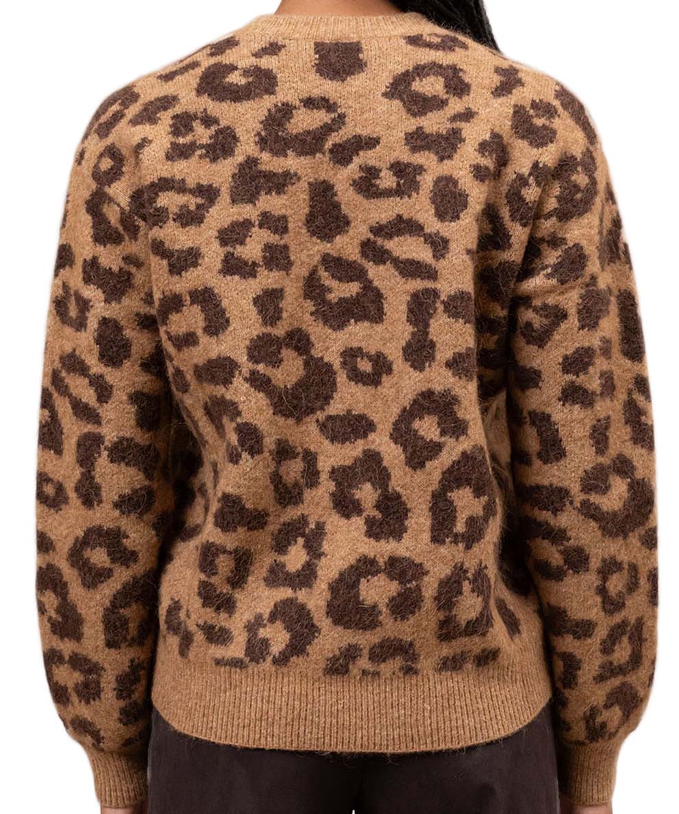 Cropped Sweater with All-Over Leopard Print