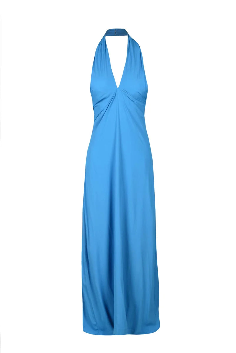Long Dress Acetate and Silk - Turquoise