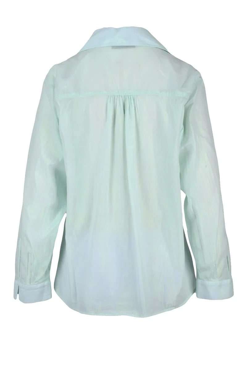Lamé Blouse - Aqua Green