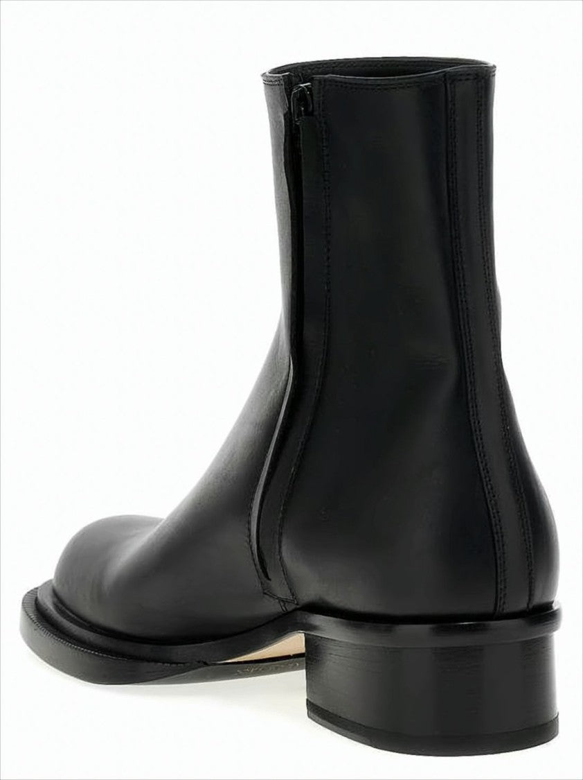 Black Ankle Boots with Elevated Block Heel