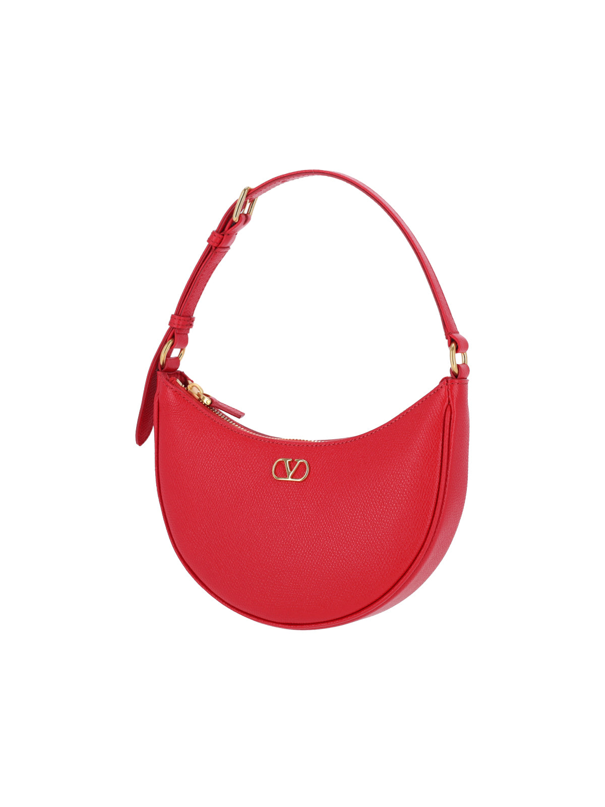 Red Leather"Vlogo Signature" Mini Hobo Bag