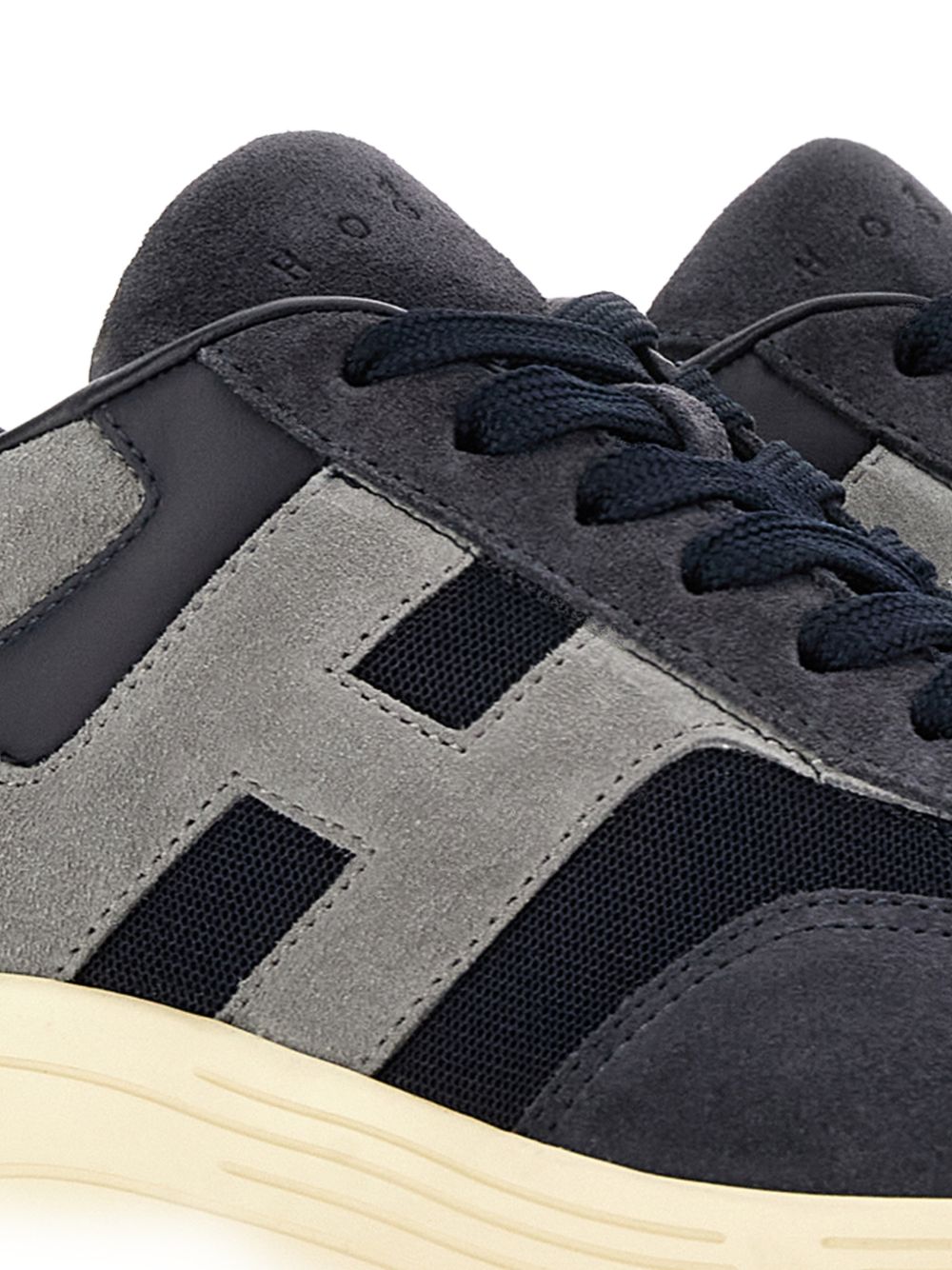 Lace-Up Sneakers with Suede and Mesh Panels