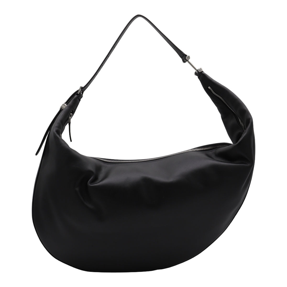 Crescent-shaped Black Bag with Adjustable Strap