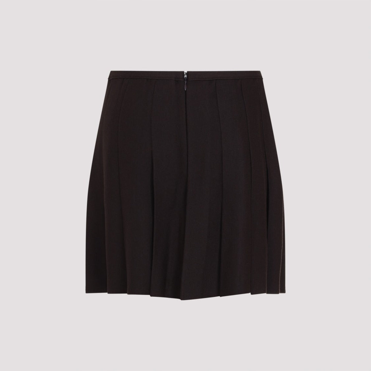 Brown Wool Blend Classic Pleated Skirt