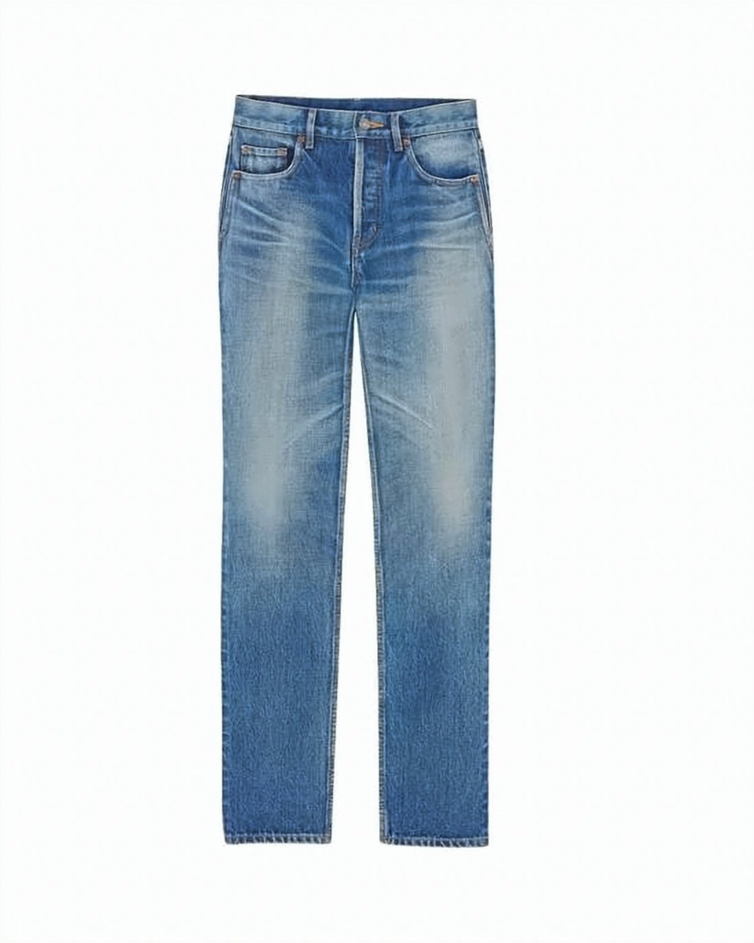 Straight-Leg Denim Pants with Mid-Rise Waist