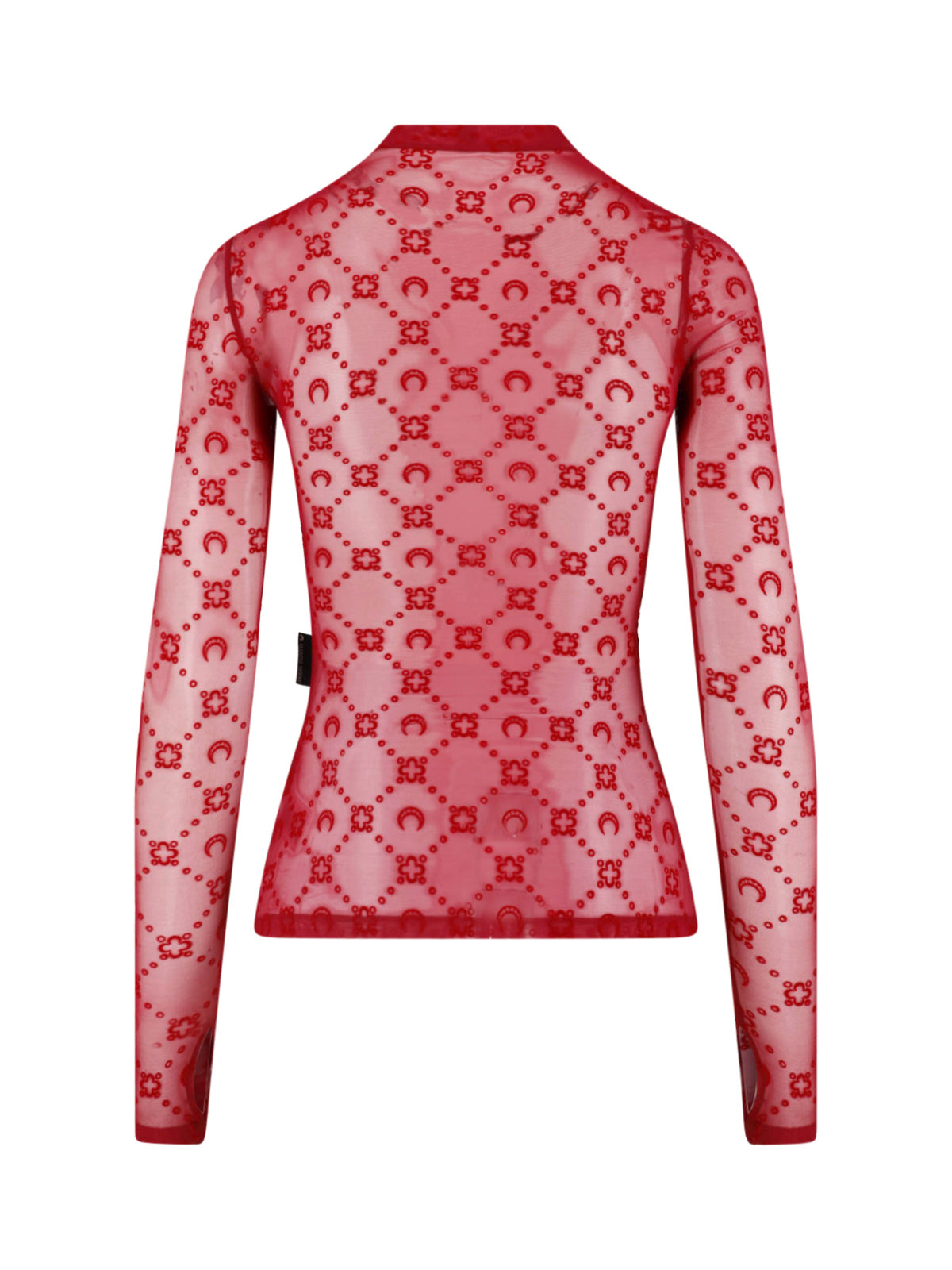 Red Semi-Transparent Monogram Fitted Top