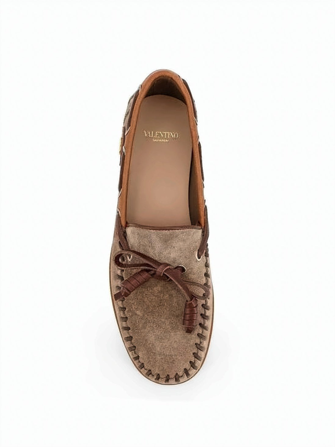 Suede Loafers With Leather Trim