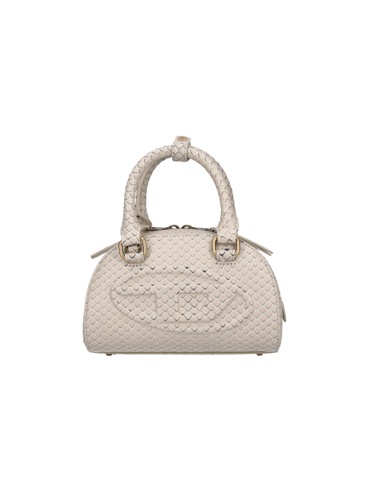 Beige 1dr Dome Textured Leather Bag
