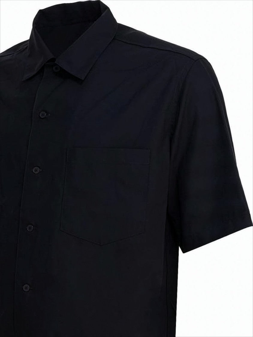 Classic Black Wool Short-Sleeved Shirt