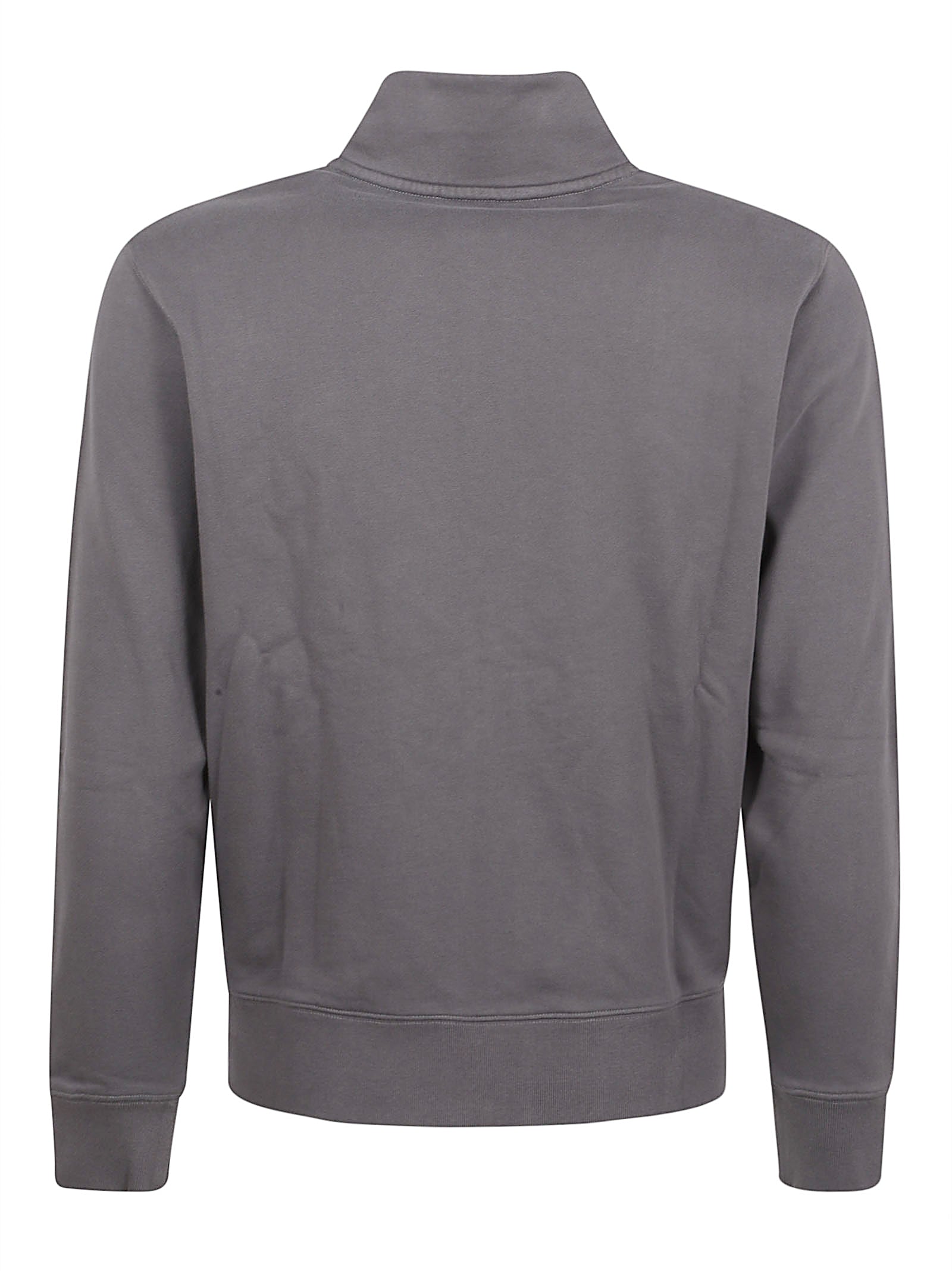Grey Zip-Through Sweater With Embroidered Detail