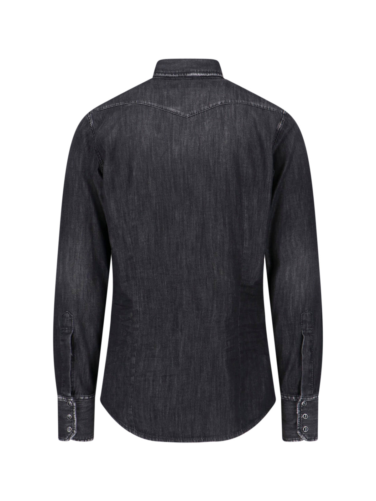Black Vintage Classic Collar Denim Shirt