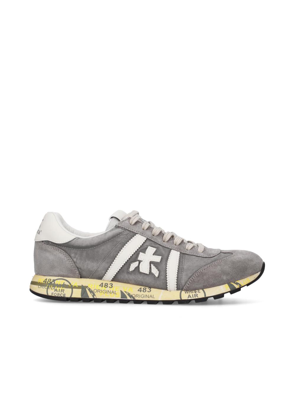 Stone Gray Nylon Suede Lace-Up Sneakers