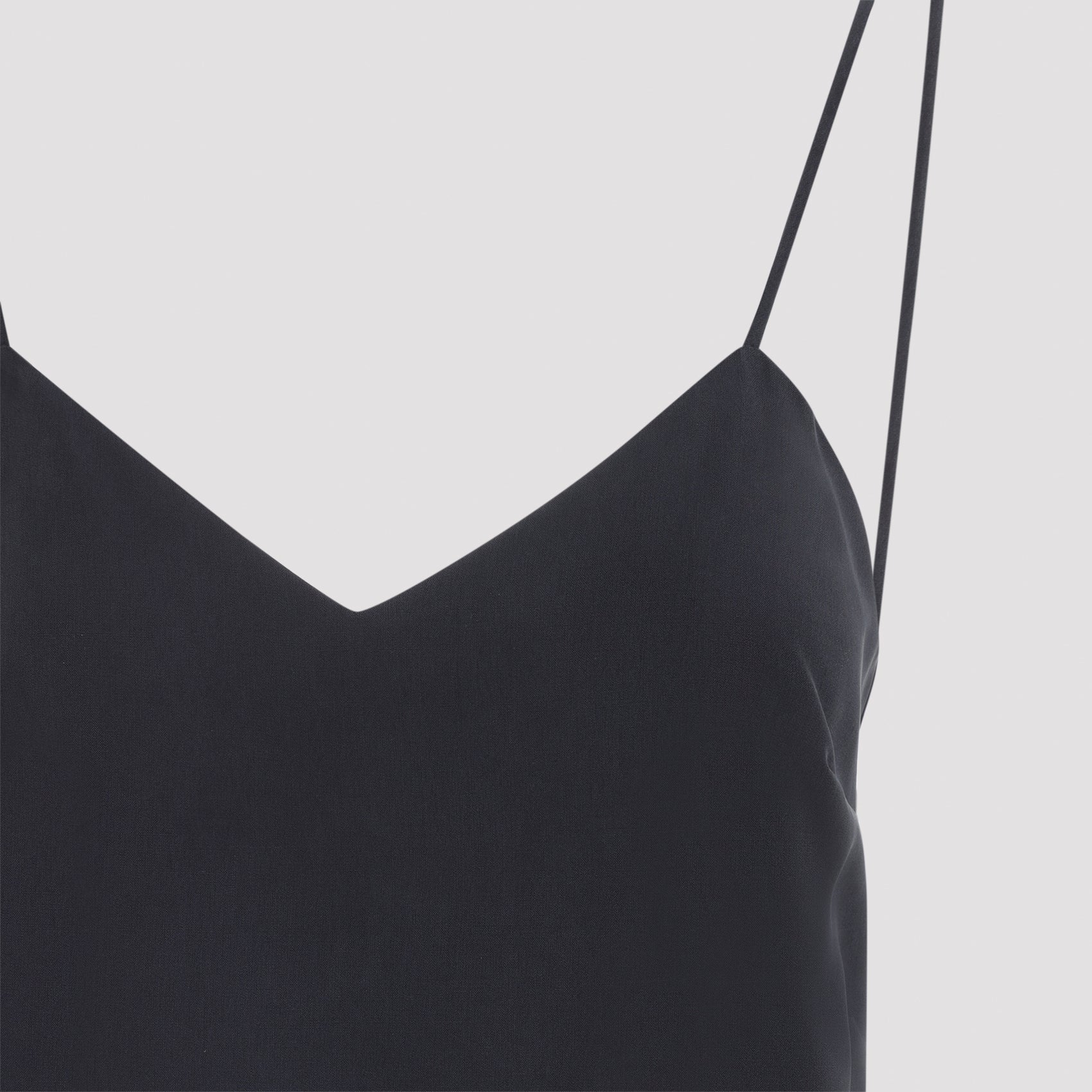 Silk V-Neck Top With Spaghetti Straps