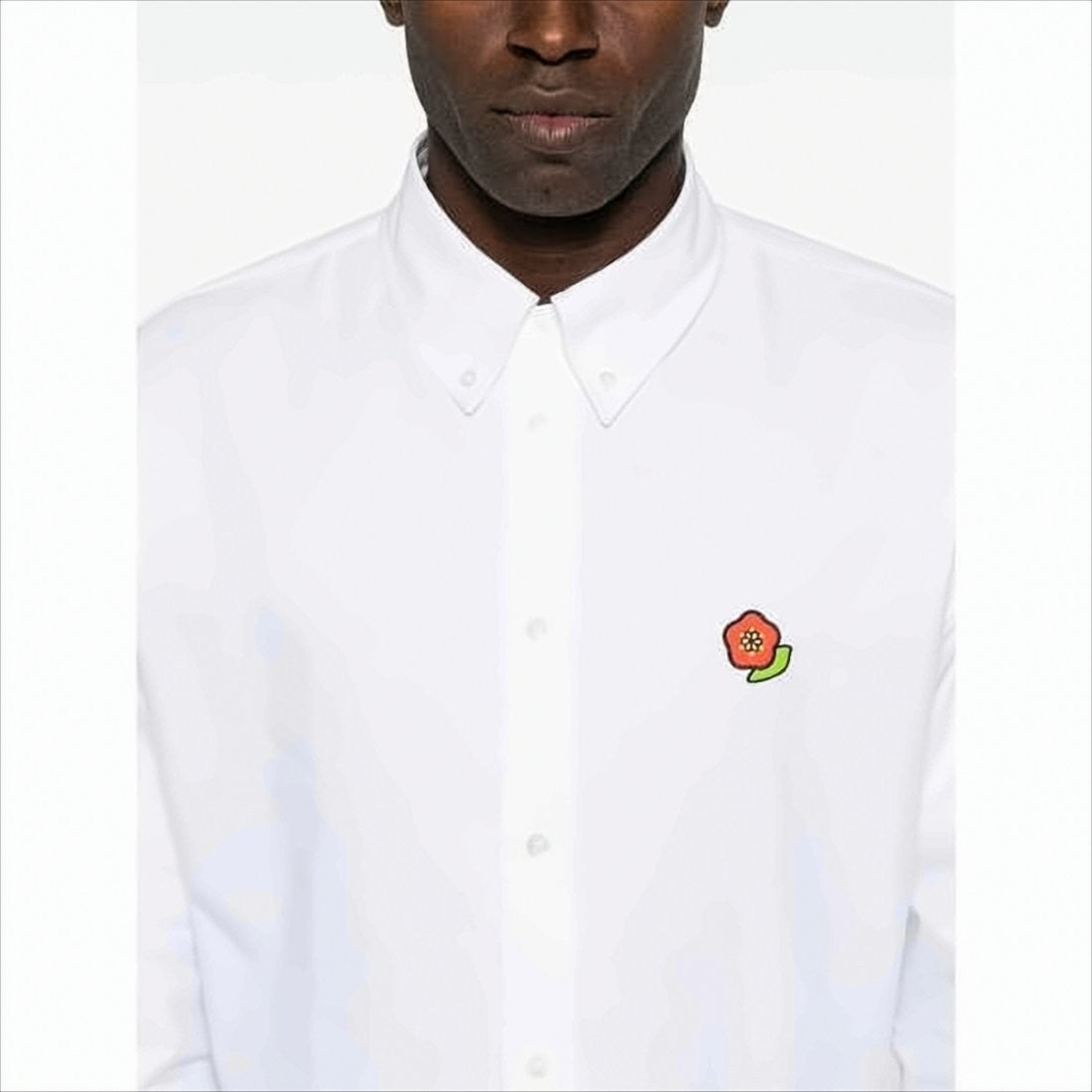 Long-Sleeve White Shirt with Button-Down Collar