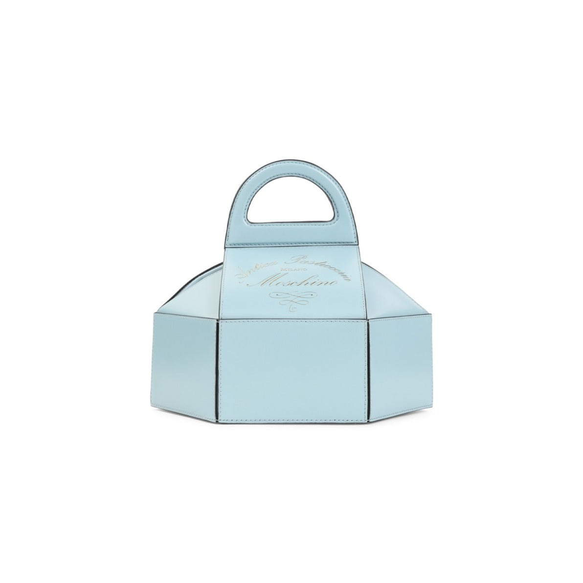 Structured Blue Leather Handbag With Silhouette